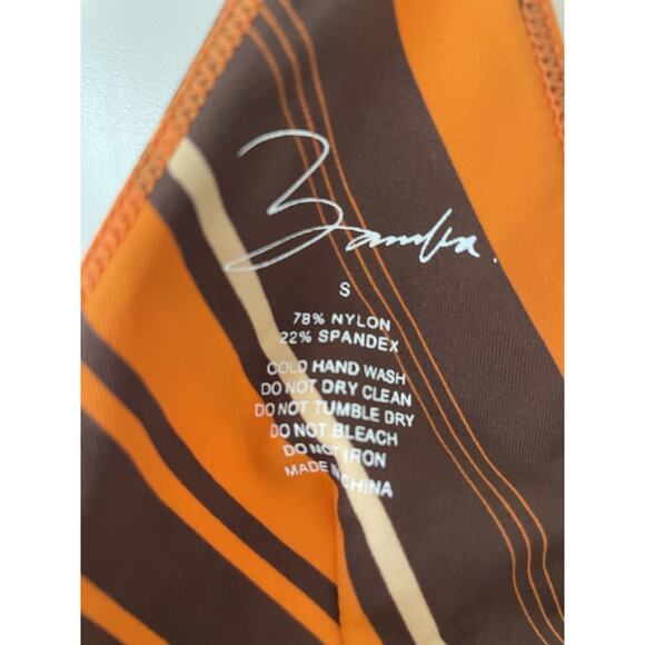 Bamba Swim Bikini Top Striped Tangerine Cacao Atlas Swimwear NWT - Picture 8 of 9